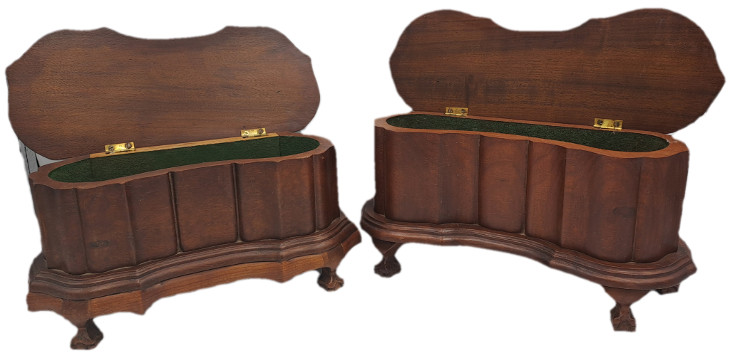 Vintage 1957 - 2 Solid Wood Jewelry Boxes Hand Made  -