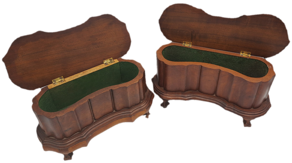 Vintage 1957 - 2 Solid Wood Jewelry Boxes Hand Made  -