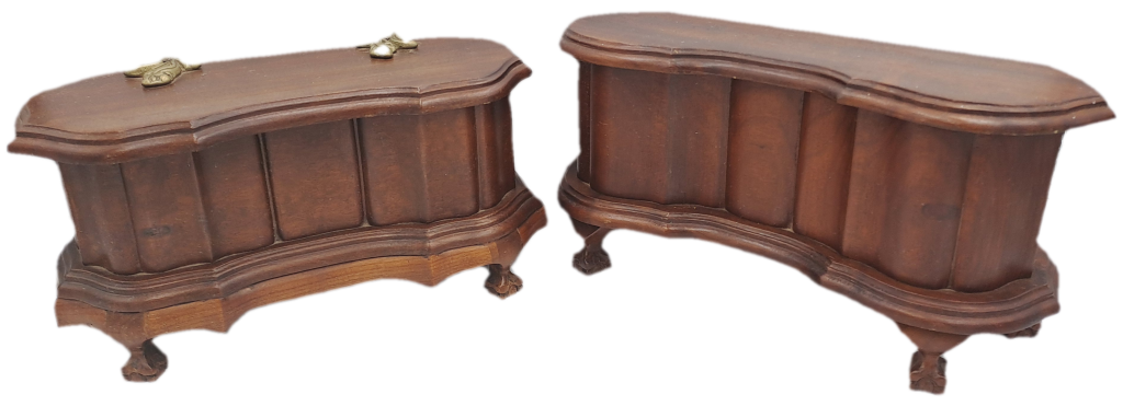 Vintage 1957 - 2 Solid Wood Jewelry Boxes Hand Made  -