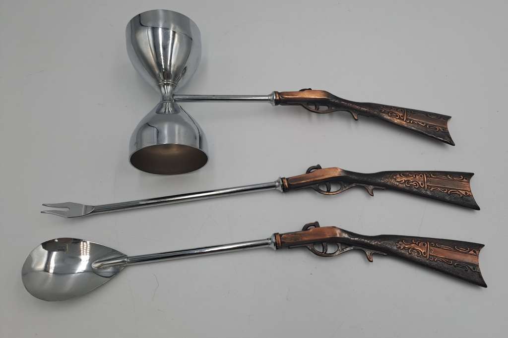 3pc Vintage 1960's Japan Rifle Bar Utensil set- The Rifle is Copper