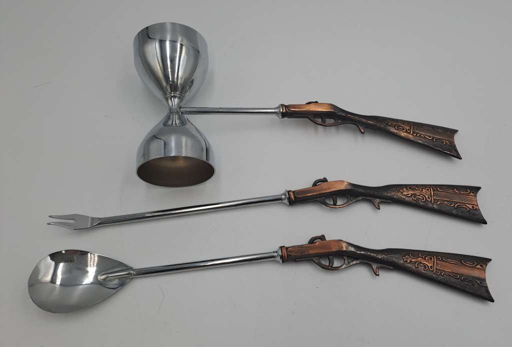 3pc Vintage 1960's Japan Rifle Bar Utensil set- The Rifle is Copper