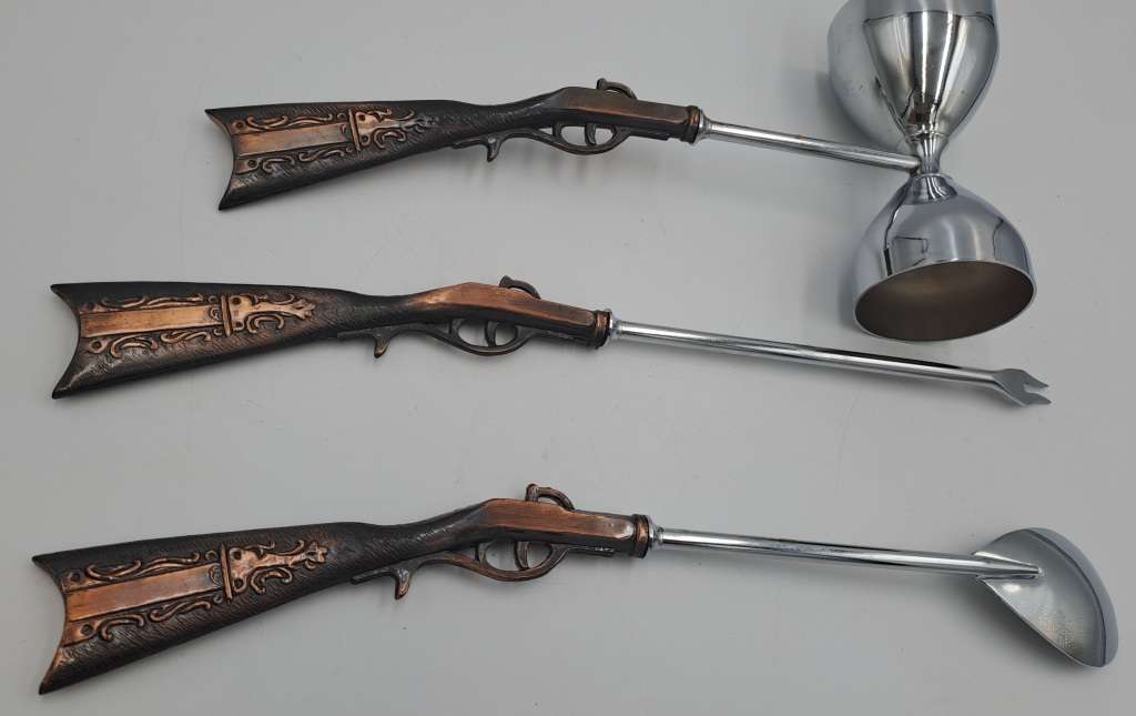 3pc Vintage 1960's Japan Rifle Bar Utensil set- The Rifle is Copper