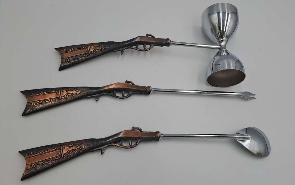 3pc Vintage 1960's Japan Rifle Bar Utensil set- The Rifle is Copper