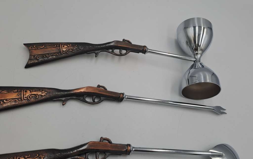 3pc Vintage 1960's Japan Rifle Bar Utensil set- The Rifle is Copper