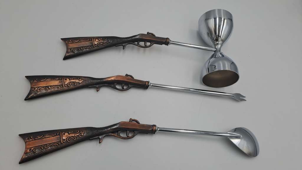 3pc Vintage 1960's Japan Rifle Bar Utensil set- The Rifle is Copper