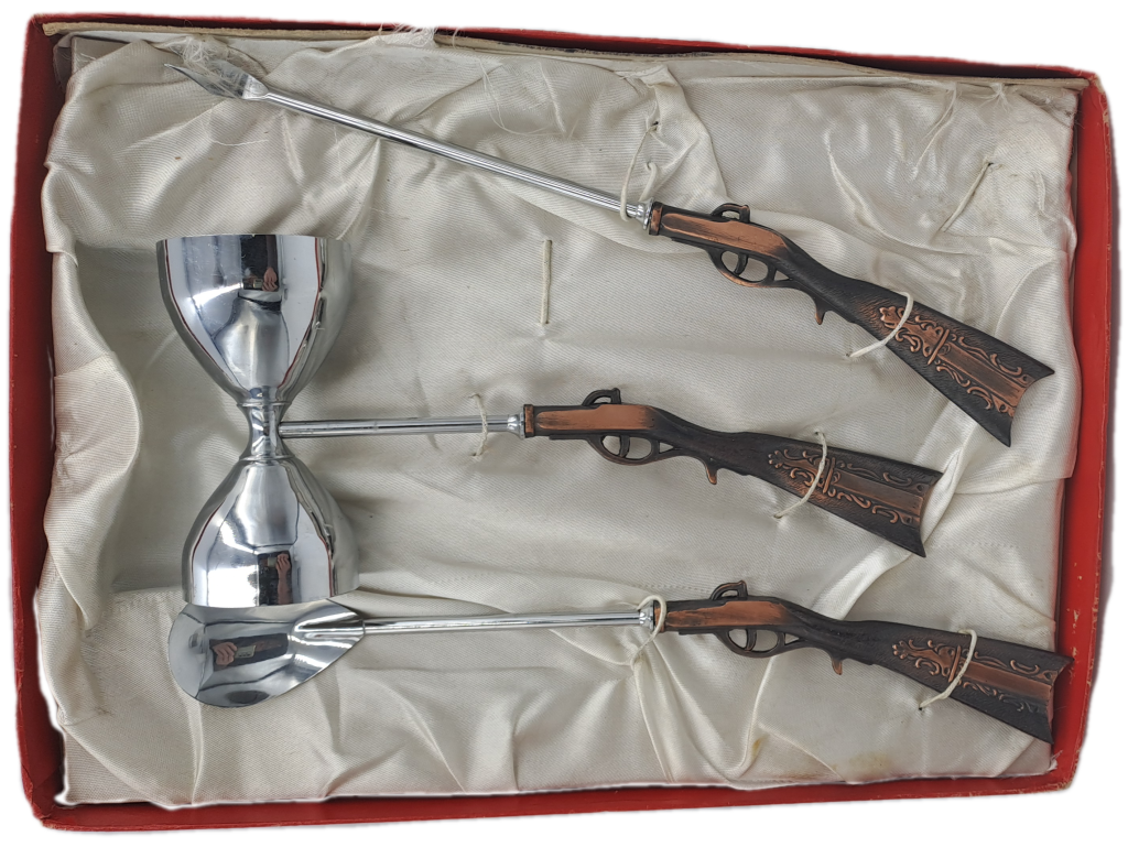 3pc Vintage 1960's Japan Rifle Bar Utensil set- The Rifle is Copper