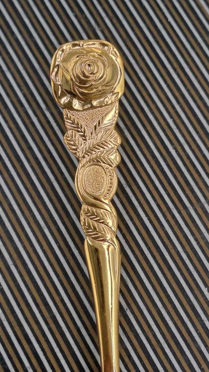 Boxed WILD ROSE Gold Plated Cake server By Greensons