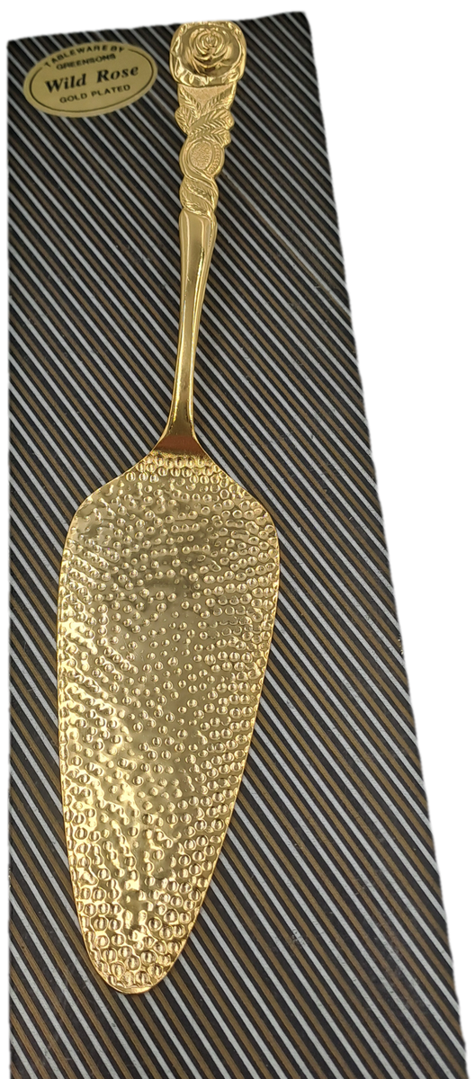 Boxed WILD ROSE Gold Plated Cake server By Greensons