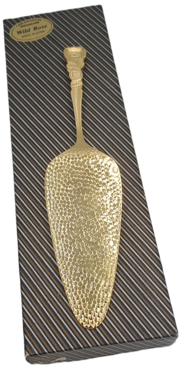 Boxed WILD ROSE Gold Plated Cake server By Greensons