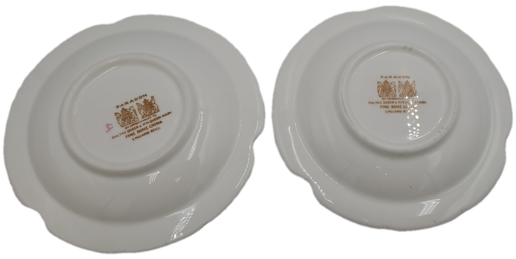 2 Vintage Paragon Fine Bone China Ashtrays - By Appointment H.M Queen and  H.M Queen Mary