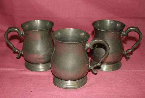 3 X Hall marked Pewter Mug's  1.509kg-  130 x 123mm- See all Photo's