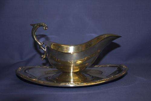 CRAZY R1 START!!Vintage Unity Silver plated on Brass Sauce Boat &tray 370g - 235 X 135mm  - See more