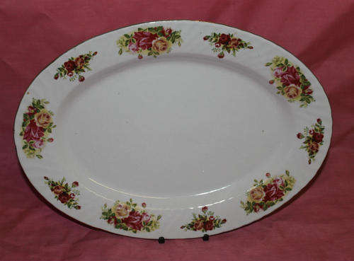 CRAZY R1 START!Elegant China made in England -" English Rose "meat Platter - 362mm x 263mm - 1.390kg