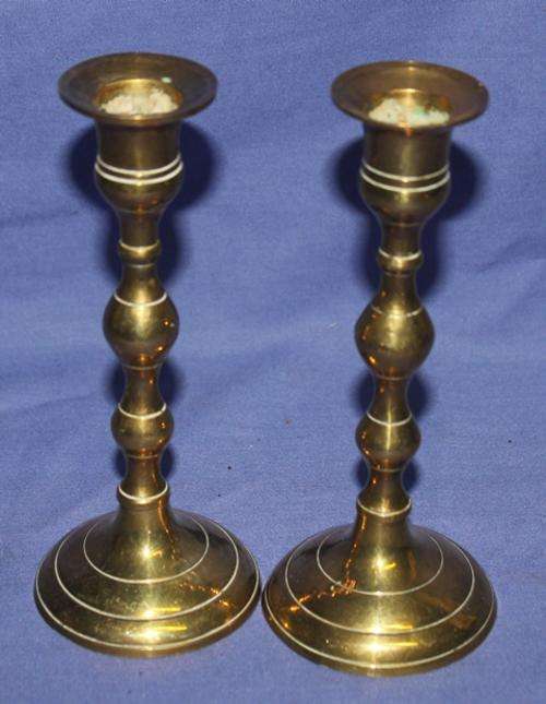 Crazy R1 Start !!!!! Two Solid Brass Candlesticks Made in India - 225g  160mm