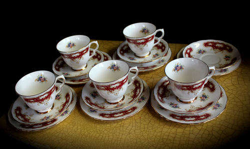 17pc Queen Anne Bone China A962 Ridgway Potteries LTD England- 5 x Trio's +