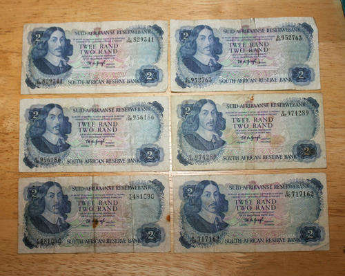 Old T.W de Jongh South African R2 Notes -Circulated - Bid per Note 6 available