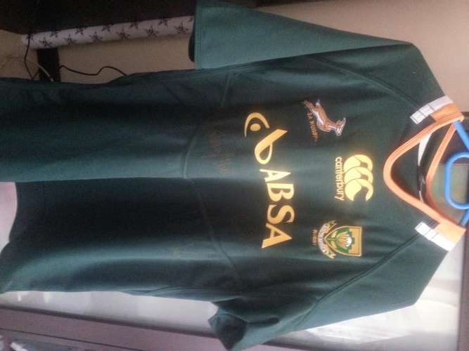 Authentic springbok rugby jersey. Signed!