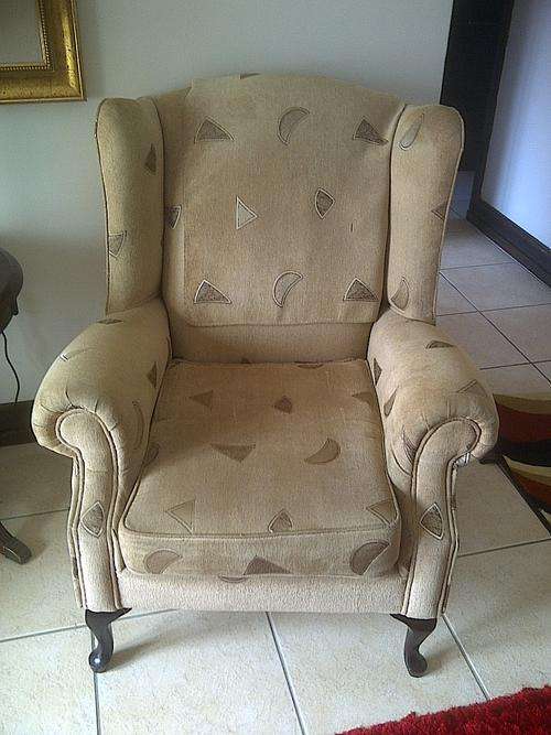 A  pair of Queen Anne wing-back chair