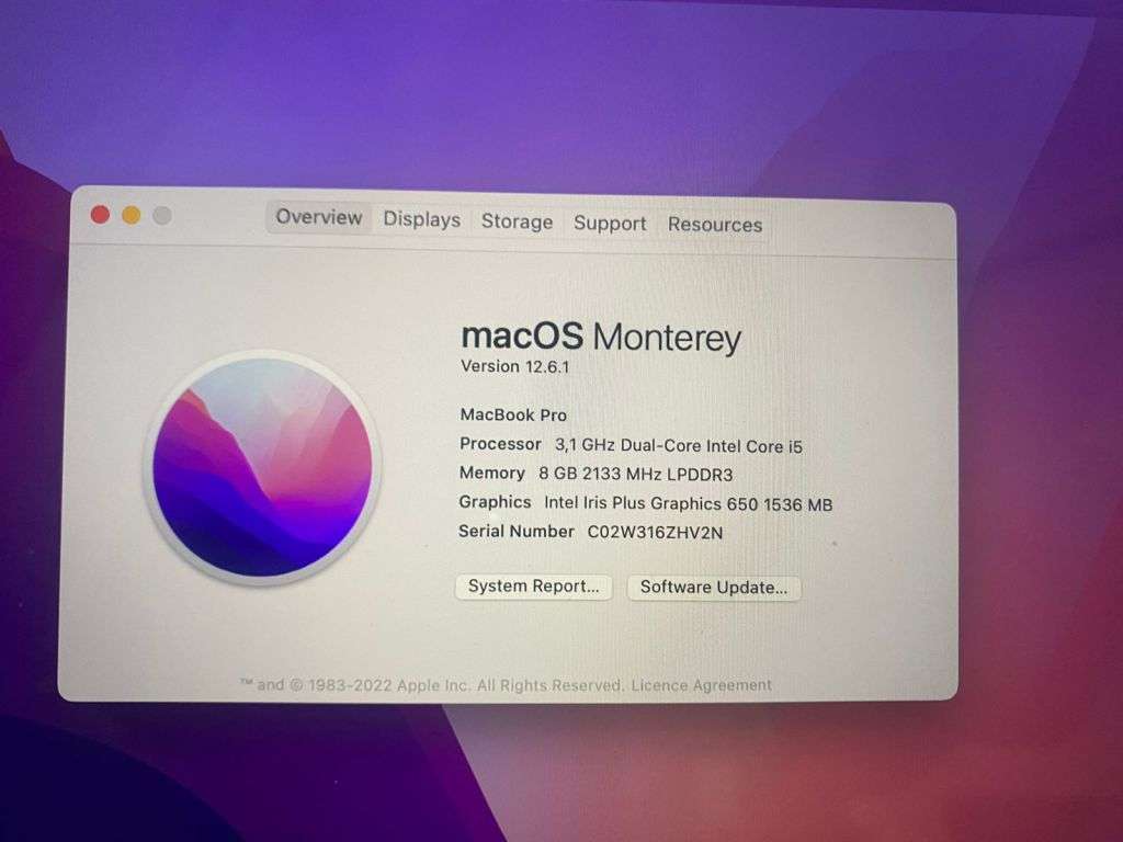 2017 MACBOOK PRO TOUCHBAR 13 INCH CORE I5