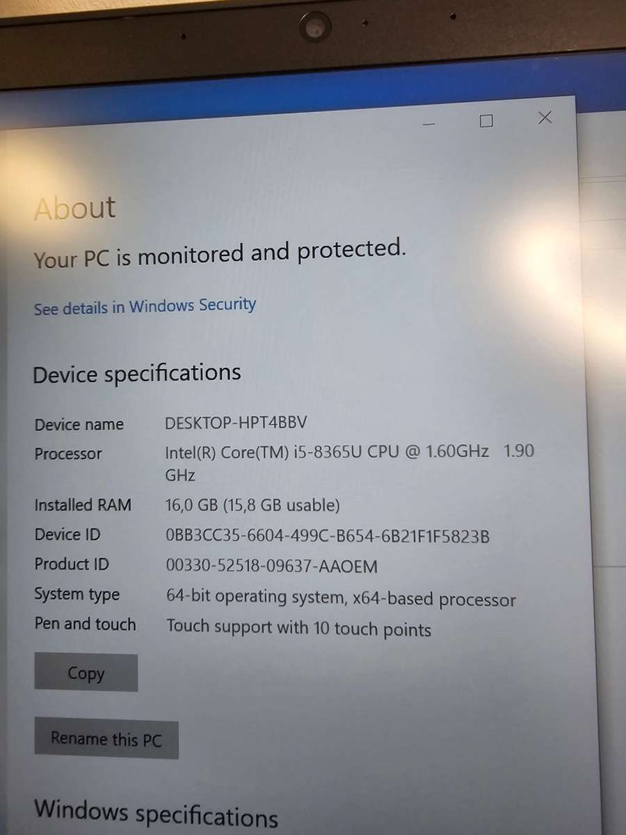 lenovo T490 Core i5 8th generation touchscreen laptop