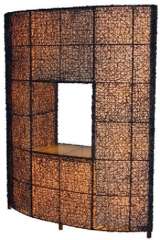 ROOM DIVIDER | RATTAN WITH SHELF + LIGHT