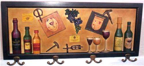 WINE-THEMED WOODEN WALL COAT RACK