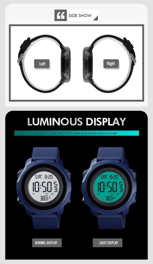 Digital Waterproof BODY TEMPERATURE MEASURING watch. Full Function, 50 m swimming safe.