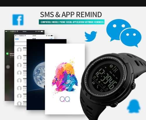 Sports / Outdoor Waterproof 50 m Skmei Digital Full Function Watch, Bluetooth,Android/ ios, Sync