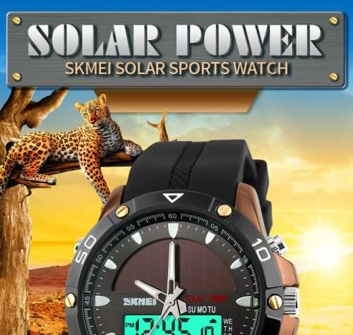 Skmei Eco-Watch Battery plus Solar Assist, Carbon footprint minimizing, waterproof, Metal Casing.