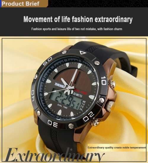 Skmei Eco-Watch Battery plus Solar Assist, Carbon footprint minimizing, waterproof, Metal Casing.