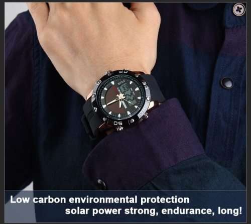 Skmei Eco-Watch Battery plus Solar Assist, Carbon footprint minimizing, waterproof, Metal Casing.