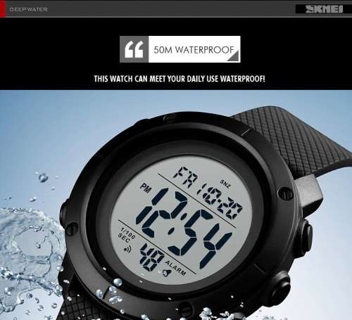 Skmei Stainless Bezel Digital Full Function Chronograph 50m waterproof.