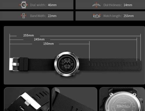 Skmei Stainless Bezel Digital Full Function Chronograph 50m waterproof.