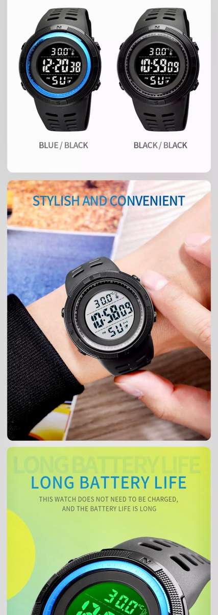 Digital Waterproof Sports type BODY TEMPERATURE MEASURING watch. Full Function, 50 m swimming safe.