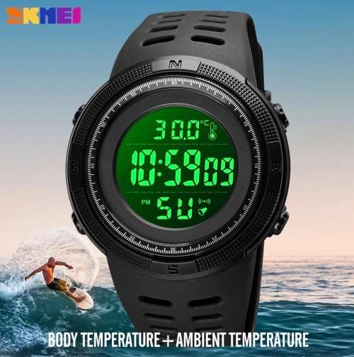 Digital Waterproof Sports type BODY TEMPERATURE MEASURING watch. Full Function, 50 m swimming safe.