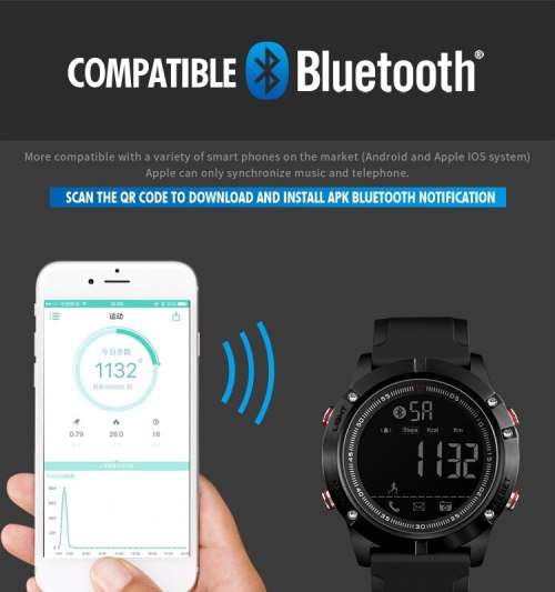 Bluetooth Metal Case 50m Waterproof, Android / Apple ios, Sync, Digital Full Function Watch,Quality