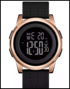 Skmei Slimline Lightweight Metal Case Digital Full function watch, 50 m waterproof, Rose Gold Color