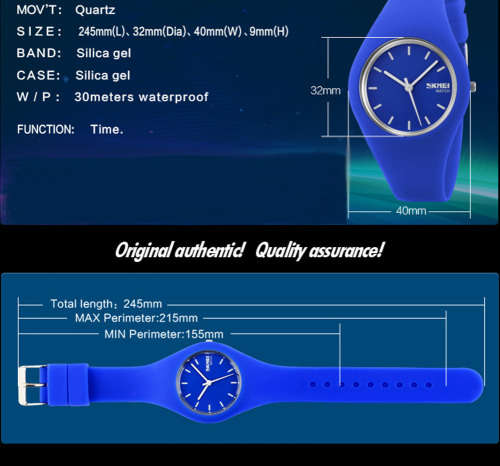 Integral Silicon Case, 30m Waterproof,  Analogue Watch, Quality, White, Red or Black.