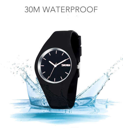 Integral Silicon Case, 30m Waterproof,  Analogue Watch, Quality, White, Red or Black.