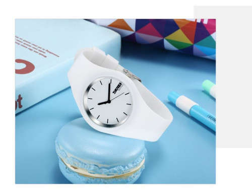 Integral Silicon Case, 30m Waterproof,  Analogue Watch, Quality, White, Red or Black.