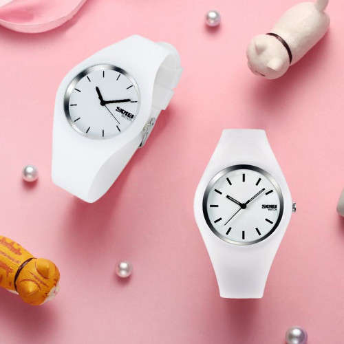 Integral Silicon Case, 30m Waterproof,  Analogue Watch, Quality, White, Red or Black.