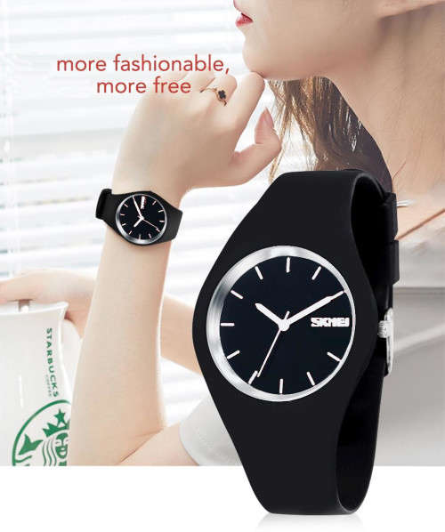 Integral Silicon Case, 30m Waterproof,  Analogue Watch, Quality, White, Red or Black.