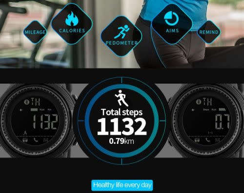 Skmei Digital Full Function Watch, Bluetooth,Android/ ios, Sync, Waterproof 50 m, Sports / Outdoor.