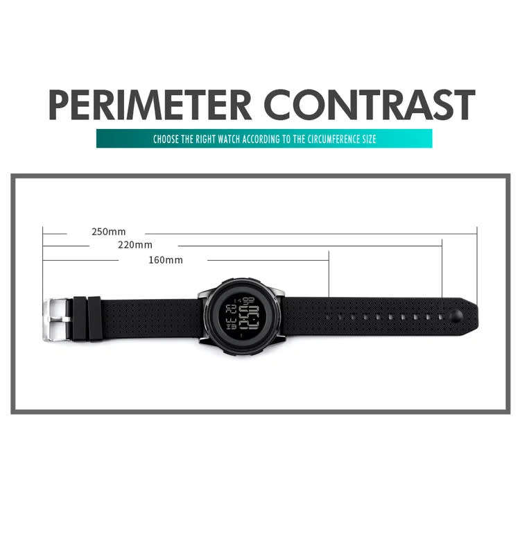Skmei Slimline Ultra-Lightweight Metal Case Digital Full function watch, 50 m waterproof, MattBlack.