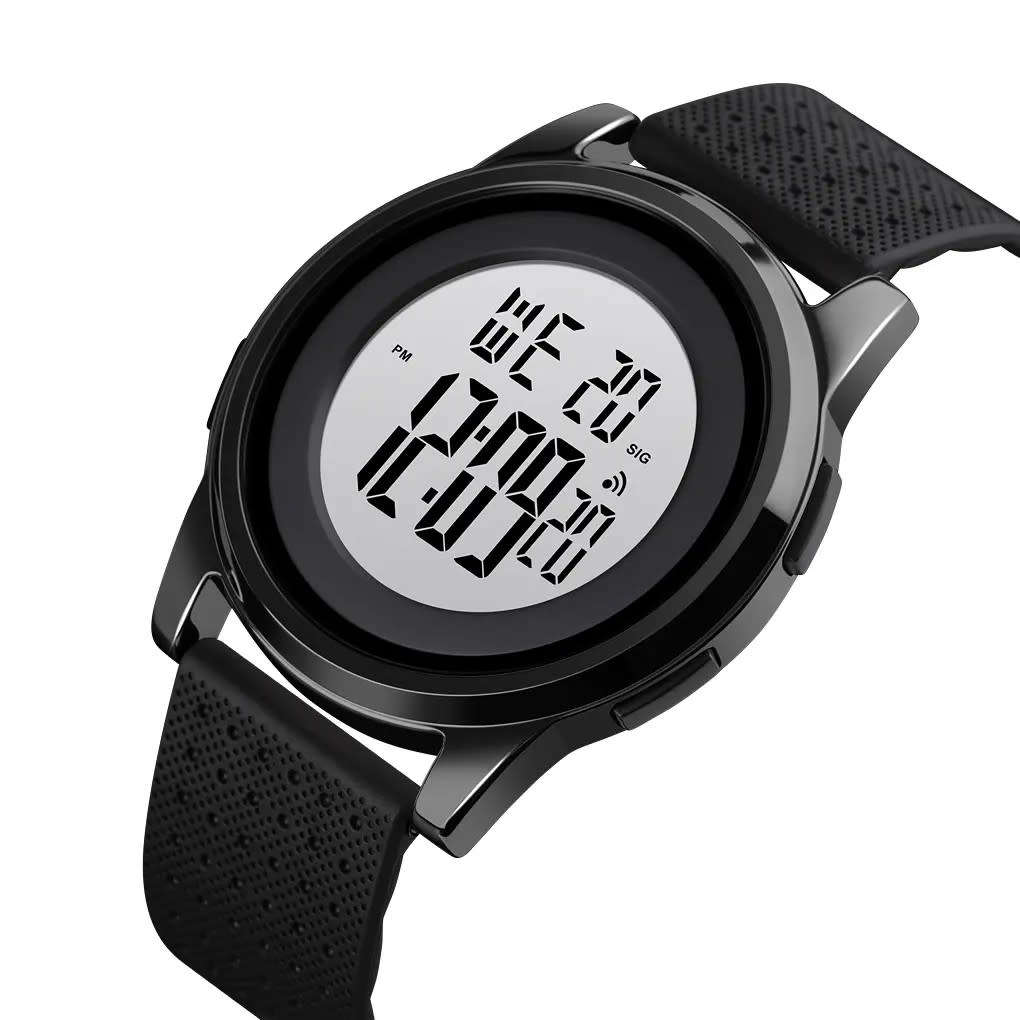 Skmei Slimline Ultra-Lightweight Metal Case Digital Full function watch, 50 m waterproof, MattBlack.