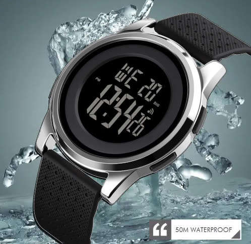 Skmei Slimline Ultra-Lightweight Metal Case Digital Full function watch, 50 m waterproof.