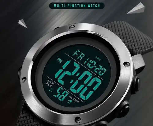 Skmei Stainless Bezel Digital Full Function Dual Time Chronograph 50m waterproof.