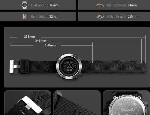Skmei Stainless Bezel Digital Full Function Dual Time Chronograph 50m waterproof.