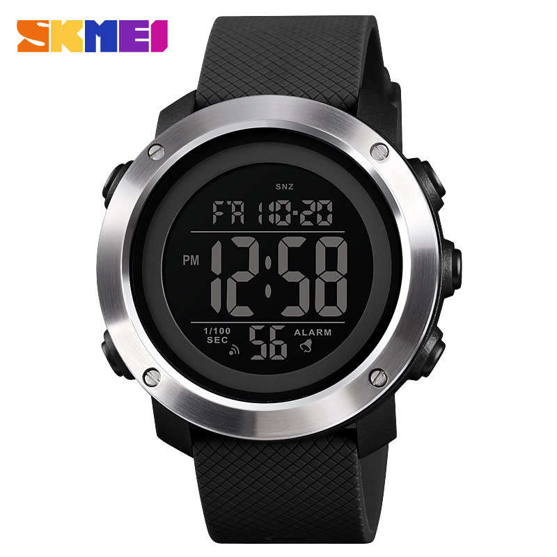 Skmei Stainless Bezel Digital Full Function Dual Time Chronograph 50m waterproof.