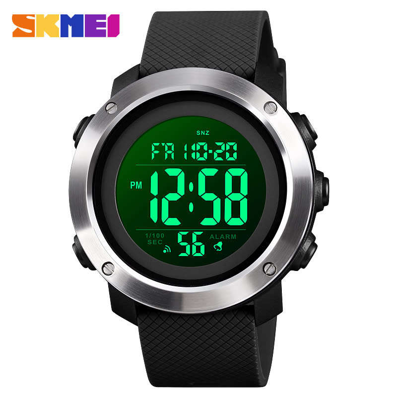 Skmei Stainless Bezel Digital Full Function Dual Time Chronograph 50m waterproof.